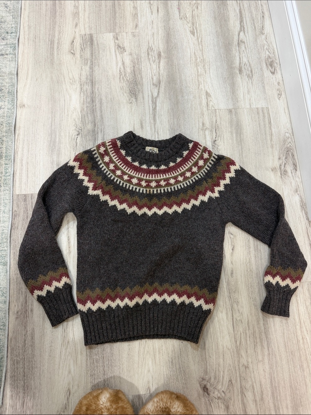 WOOLRICH 90S VINTAGE FAIR Isle Wool Sweater MEDIUM WOMEN GRAY